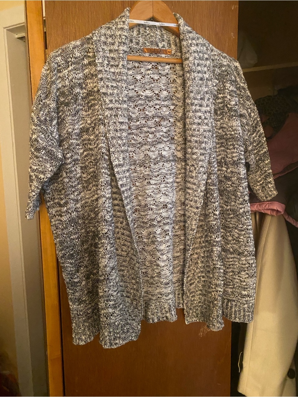 Belldini Size M Marled Knit Open Front 3/4 Sleeve Cardigan - Picture 2 of 9